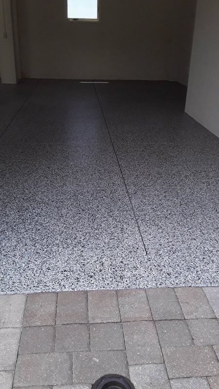 Two-car garage, coated and sealed